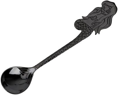 12.5cm Koffie Lepel Rvs Mermaid Patroon Lepel Bestek Koffie Drinken Tool Thuis Keuken Accessoires Gadget zwart