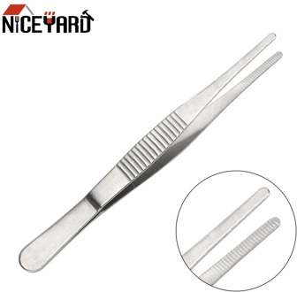 12.5CM Stainless Steel Toothed Tweezer Straight Tweezer Home Medical Garden Kitchen BBQ Tool Long Barbecue Food Tong
