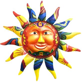 12.7 Inch Stijlvolle Metalen Zon Muur Art Decor Opknoping Vivid Handgemaakte Schilderij Home Decoratie Voor Huis Tuin Diy Muur Decor geel