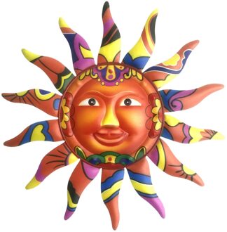 12.7 Inch Stijlvolle Metalen Zon Muur Art Decor Opknoping Vivid Handgemaakte Schilderij Home Decoratie Voor Huis Tuin Diy Muur Decor oranje