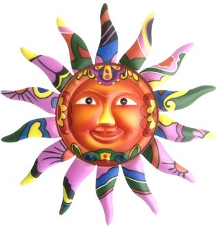 12.7 Inch Stijlvolle Metalen Zon Muur Art Decor Opknoping Vivid Handgemaakte Schilderij Home Decoratie Voor Huis Tuin Diy Muur Decor roze