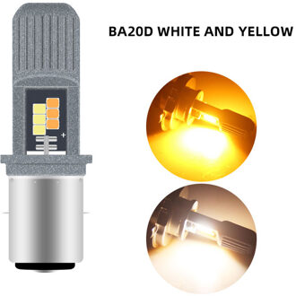 12-80V H4 Led H6 P15D BA20D Led Motorfiets Koplampen 3030 Chip 8SMD Wit/Geel Hi/Lage Lamp Scooter Accessoires Mistlamp BA20D wit N geel