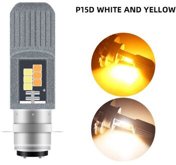 12-80V H4 Led H6 P15D BA20D Led Motorfiets Koplampen 3030 Chip 8SMD Wit/Geel Hi/Lage Lamp Scooter Accessoires Mistlamp P15D wit N geel