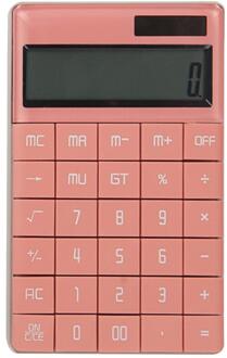 12-bit Calculator Breedbeeld Dual Power Platte Knop Eenvoudig Kantoor Rekenmachine Basic Rekenmachine Desktop Rekenmachine roze