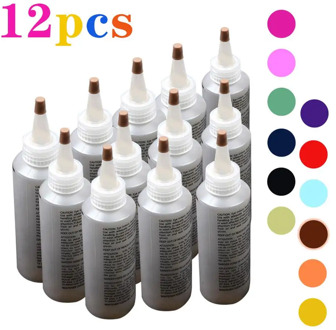 12 Bottles Muticolor Dyes Kit Permanent Paint Tie Dye Kit Permanent One Step Tie Dye Set For DIY Arts Clothes Fabric Textile
