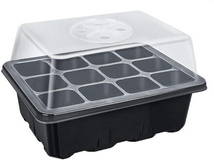 12 Cellen Gat Kwekerij Potten Plant Zaad Box Tray Insert Zaaien Case Plastic Plant Zaden Groeiende Doos Base Tuin Groeien doos zwart