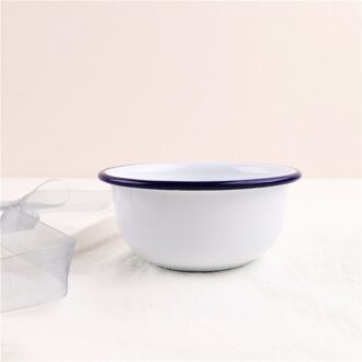 12 Cm In Breedte Japanse Klassieke Rode Side Kinderen Gebruik Kom Dikke Emaille Slakom Popcorn Kom Dessert-355 ml wit met blauw