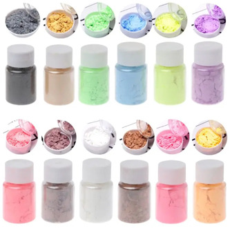 12 Color Pearlescent Mica Pigment Powder Rainbow UV Resin Epoxy Craft DIY Jewelry Making Handmade Soap Coloring Powder
