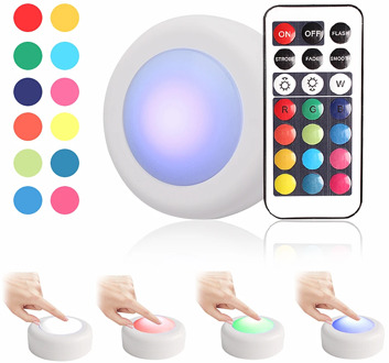 12 Color RGBW LED Night Light Wireless Remote Controller Battery Touch Sensor Under Cabinet Lights For Closet Kitchen Wall Lamps