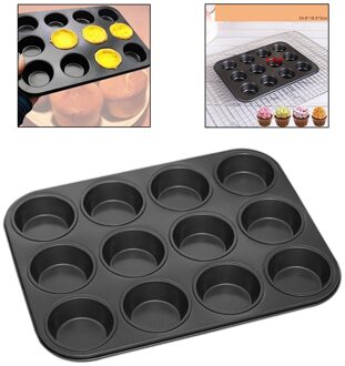 12 Cup Cake Bakken Mold Lade Diy Brood Gebak Cupcake Muffin Pan Maken Tool klein zwart