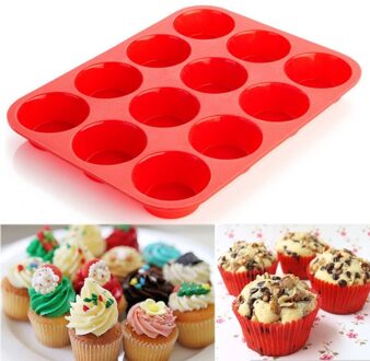 12 Cup Siliconen Mal Muffin Cupcake Bakken Pan Non Stick Vaatwasser Magnetron Veilig Siliconen Bakvorm Huishoudelijke Supply