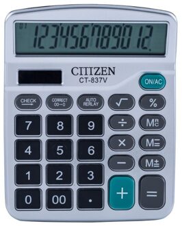 12 Digit Bureau Rekenmachine Grote Knoppen Financiële Business Accounting Tool Wit Grote Knoppen Batterij En Zonne-energie