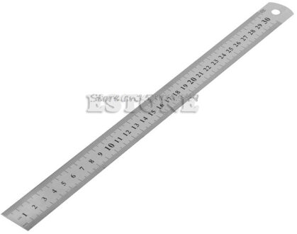12" Double Side Stainless Steel Metric Metal Ruler Pocket Pouch Measurement 30CM G08 Whosale
