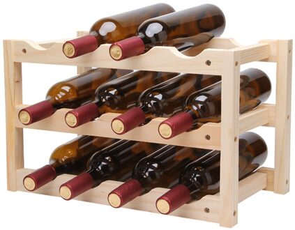 12 Fles Rode Wijn Rack Diy Bier Houder Keuken Bar Massief Houten Display Plank Kamer Wijnkast Hotel Wijn Fles rack Wf 3 Floor