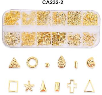 12 Grid Gemengde Stijl Nail Art Moon Star Gold Metal Rivet Studs 3D Diy Charm Decoratie Accessoires ymy-CA232-2