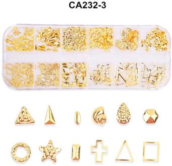 12 Grid Gemengde Stijl Nail Art Moon Star Gold Metal Rivet Studs 3D Diy Charm Decoratie Accessoires ymy-CA232-3
