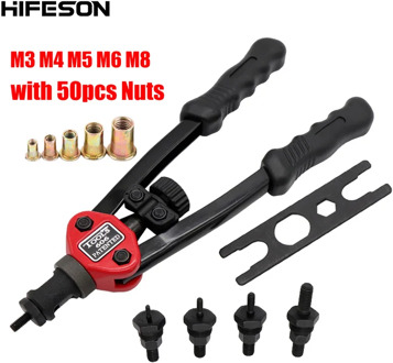 12'' Hand Threaded Rivet Nut Gun With 50 pcs nuts 606 Insert Manual Riveter Riveting Rivnut Tool for M3 M4 M5 M6 M8