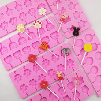 12 Hole Lollipop Mold Flower Candy Chocolate Molds Cake Decorating Bake Bakeware Tool Round Heart Lolipops Cake Molds Dropship