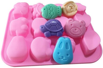12 Holte Food Grade Dieren Handgemaakte Zeep Siliconen Mal Diy Chocolade Cakevorm Zeep Mallen Voor Zeep Maken Baby Zeep mold