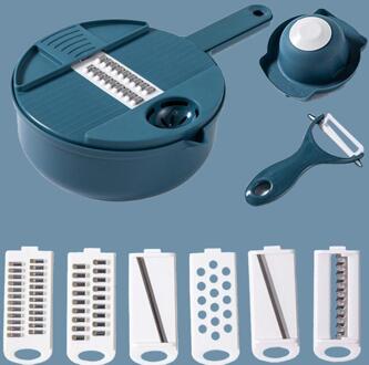 12 In 1 Multifunctionele Groentesnijder Bladen Aardappel Flarden Versnipperd Artefacten Huishoudelijke Rasp Aardappel Slicer Keuken Ar donker blauw