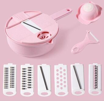 12 In 1 Multifunctionele Groentesnijder Bladen Aardappel Flarden Versnipperd Artefacten Huishoudelijke Rasp Aardappel Slicer Keuken Ar roze
