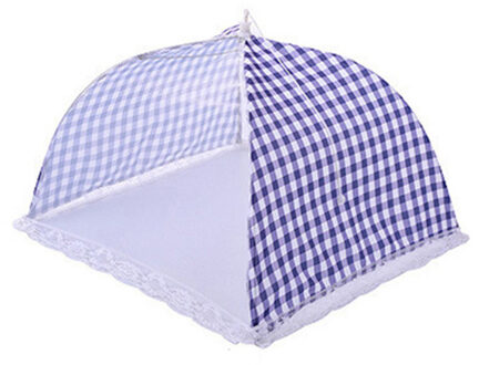 12 Inch Opvouwbare Keuken Mesh Voedsel Deksel Paraplu Hygiëne Rooster Schotel Cover Voor Anti Fly Mosquito Stof Bbq Picknick Keukengerei Blauw
