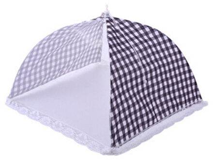 12 Inch Opvouwbare Keuken Mesh Voedsel Deksel Paraplu Hygiëne Rooster Schotel Cover Voor Anti Fly Mosquito Stof Bbq Picknick Keukengerei zwart