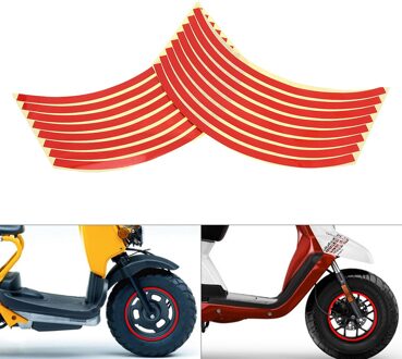 12 Inch Rood Strips Wiel Stickers Ring Sticker Auto Decals Band Reflector Stickers Reflecterende Velglint Voor Motorfiets
