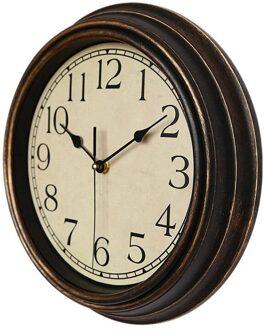 12 Inch Stille Retro Wandklok Quartz Decoratieve Tafel Wijzerplaat Batterij Non-Tikkende Digitale Klok Voor Slaapkamer cyaan bronzen