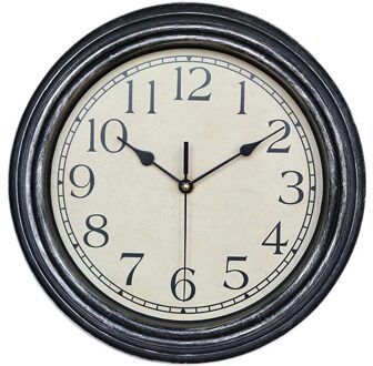 12 Inch Stille Retro Wandklok Quartz Decoratieve Tafel Wijzerplaat Batterij Non-Tikkende Digitale Klok Voor Slaapkamer zwart