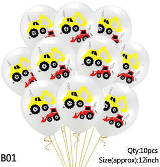 12 Inch Voertuig Vrachtwagen Ronde Stippen Patroon Ballon Cartoon Graafmachine Latex Ballon Auto Thema Verjaardagsfeestje Decoratie 10 pcs B01