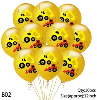 12 Inch Voertuig Vrachtwagen Ronde Stippen Patroon Ballon Cartoon Graafmachine Latex Ballon Auto Thema Verjaardagsfeestje Decoratie 10 pcs B02