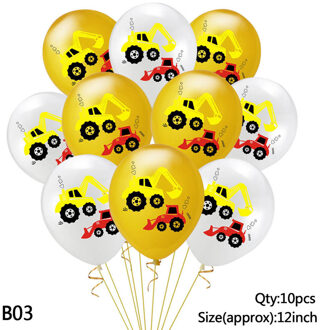 12 Inch Voertuig Vrachtwagen Ronde Stippen Patroon Ballon Cartoon Graafmachine Latex Ballon Auto Thema Verjaardagsfeestje Decoratie 10 pcs B03