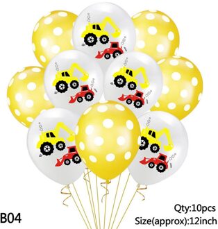 12 Inch Voertuig Vrachtwagen Ronde Stippen Patroon Ballon Cartoon Graafmachine Latex Ballon Auto Thema Verjaardagsfeestje Decoratie 10 pcs B04