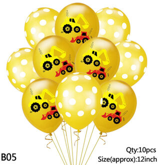 12 Inch Voertuig Vrachtwagen Ronde Stippen Patroon Ballon Cartoon Graafmachine Latex Ballon Auto Thema Verjaardagsfeestje Decoratie 10 pcs B05