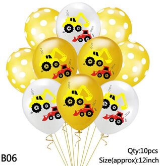 12 Inch Voertuig Vrachtwagen Ronde Stippen Patroon Ballon Cartoon Graafmachine Latex Ballon Auto Thema Verjaardagsfeestje Decoratie 10 pcs B06