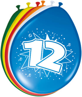 12 jaar ballonnen - 30 cm - 8 stuks Multikleur