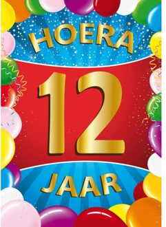 12 jaar mega deurposter 59 x 84 cm leeftijd verjaardag feestartikelen - Feestposters Multikleur