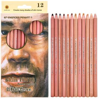 12 Kleur Handgeschilderde Pastel Potloden Professionele Portret Schilderen Potloden Art Supplies Tekening Huid Tinten Potloden Briefpapier