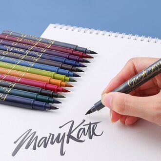 12 Kleur Kalligrafie Marker Borstel Pen Grote Regelmatige Script Art Tekening Handtekening