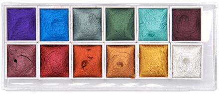 12 Kleuren Aquarel Verf Set Solid Pigment Metallic Glitter Art Supplies Kids Studenten Voor Kunstenaars Niet Giftig Professionele