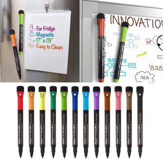 12 Kleuren Droog Uitwisbare Markers Magnetische Droog Uitwisbare Markers Fijne Tip Whiteboard Markers Met Gum
