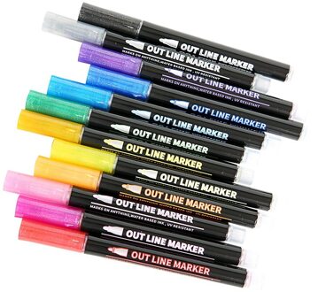 12 Kleuren Metallic Marker Pennen Voor Glas Verf Rock Schilderen Steen Diy Card Making Plastic Aardewerk Hout Metalen Oppervlak