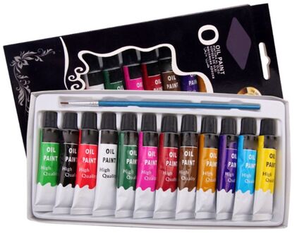 12 Kleuren Olieverf Verf Tekening Pigment 12Ml Buizen Met Borstel Kunst Levert U4LD