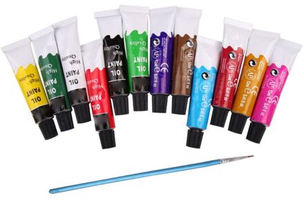 12 Kleuren Olieverf Verf Tekening Pigment 12Ml Buizen Met Borstel Set Kunstenaar Art Supplies