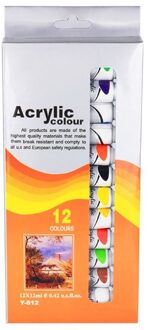 12 Kleuren Professionele Acryl Verf Set 12Ml Buizen Tekening Schilderen Pigment Diy