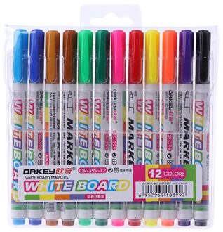 12 Kleuren Whiteboard Marker Niet Giftig Mark Teken Fine Nib Set Supply