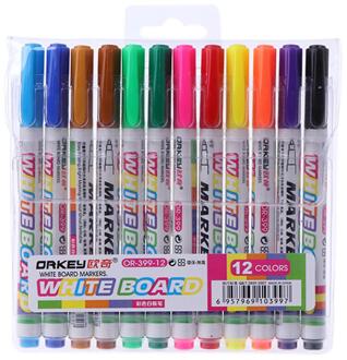 12 kleuren Whiteboard Marker Niet Giftig Mark Teken Fine Nib Set Supply