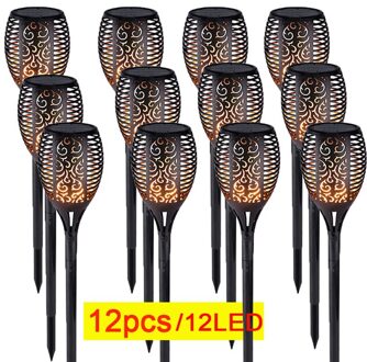 12 Led Gazon Solar Flame Outdoor Light Torch Veiligheid IP65 Waterdichte Flickering Tuin Binnenplaats Decor Automatische Landschap Lamp 12stk 12LED