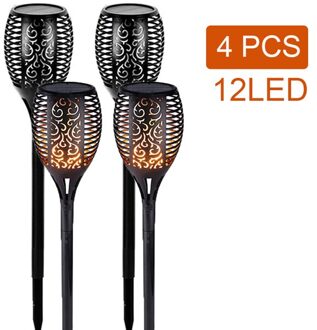 12 Led Gazon Solar Flame Outdoor Light Torch Veiligheid IP65 Waterdichte Flickering Tuin Binnenplaats Decor Automatische Landschap Lamp 4stk 12LED